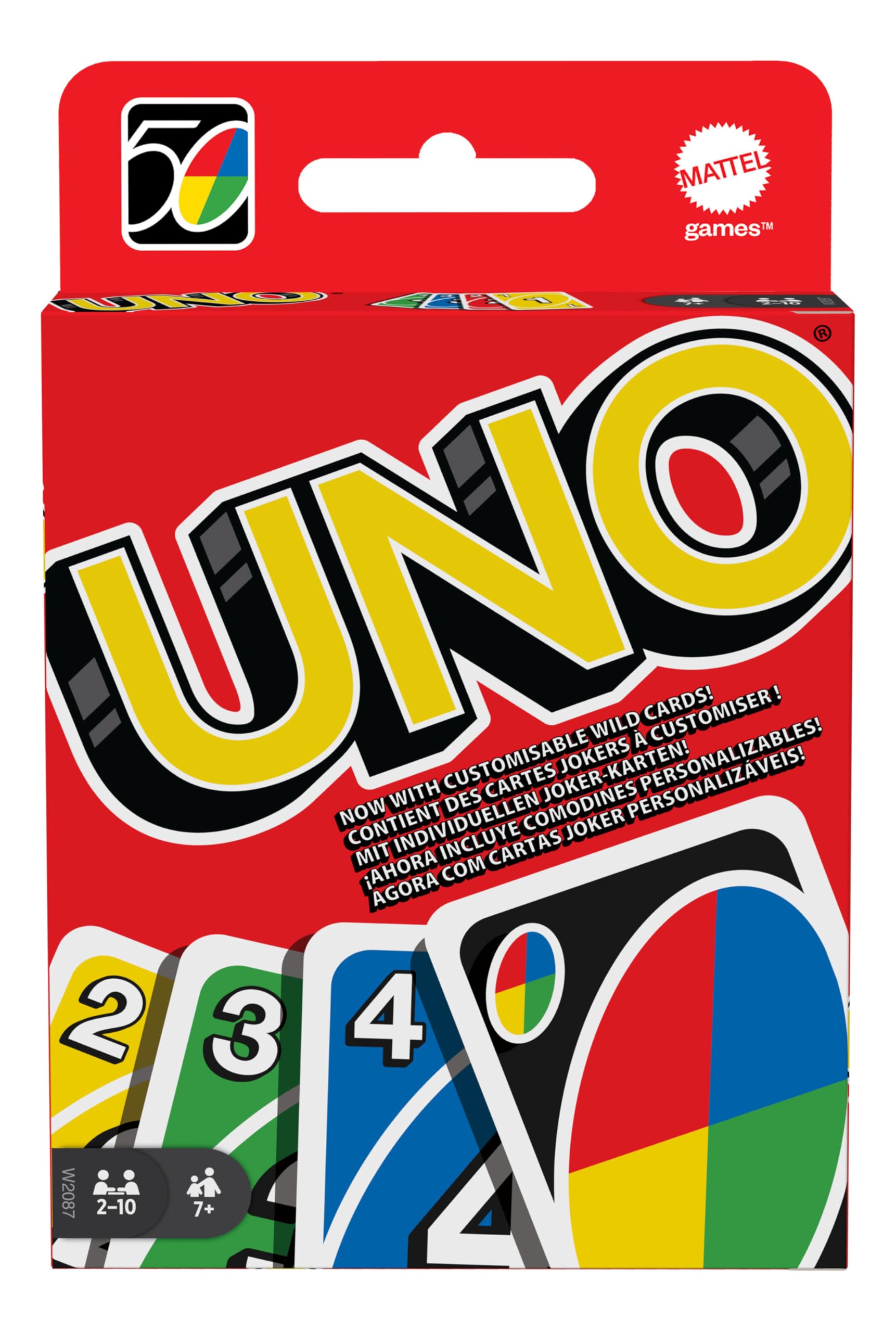 Mattel Games W2087 - gra karciana i planszowa UNO, przeznaczona dla 2-10 graczy, gry karciane i planszowe dla osób w wieku od 7 lat