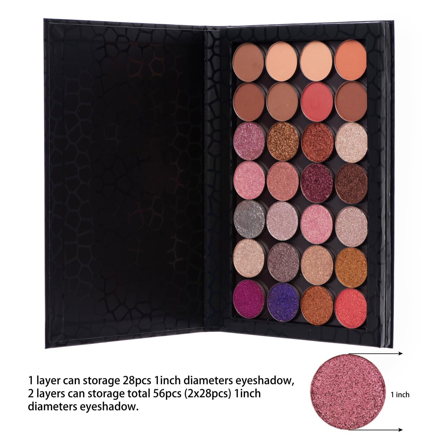 Allwon 2-Layer Book-Shaped Magnetic Palette, Large Empty Makeup Palette, Storage Box for Eyeshadow Lipstick, Blush, Powder, Black - Image 4