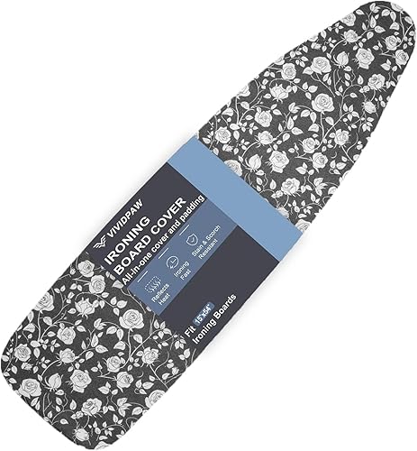 Miniatura 20 de Funda y almohadilla para tabla de planchar de 18 x 49 pulgadas, extra ancha, acolchado grueso, borde elástico, recubierto de silicona, resistente al