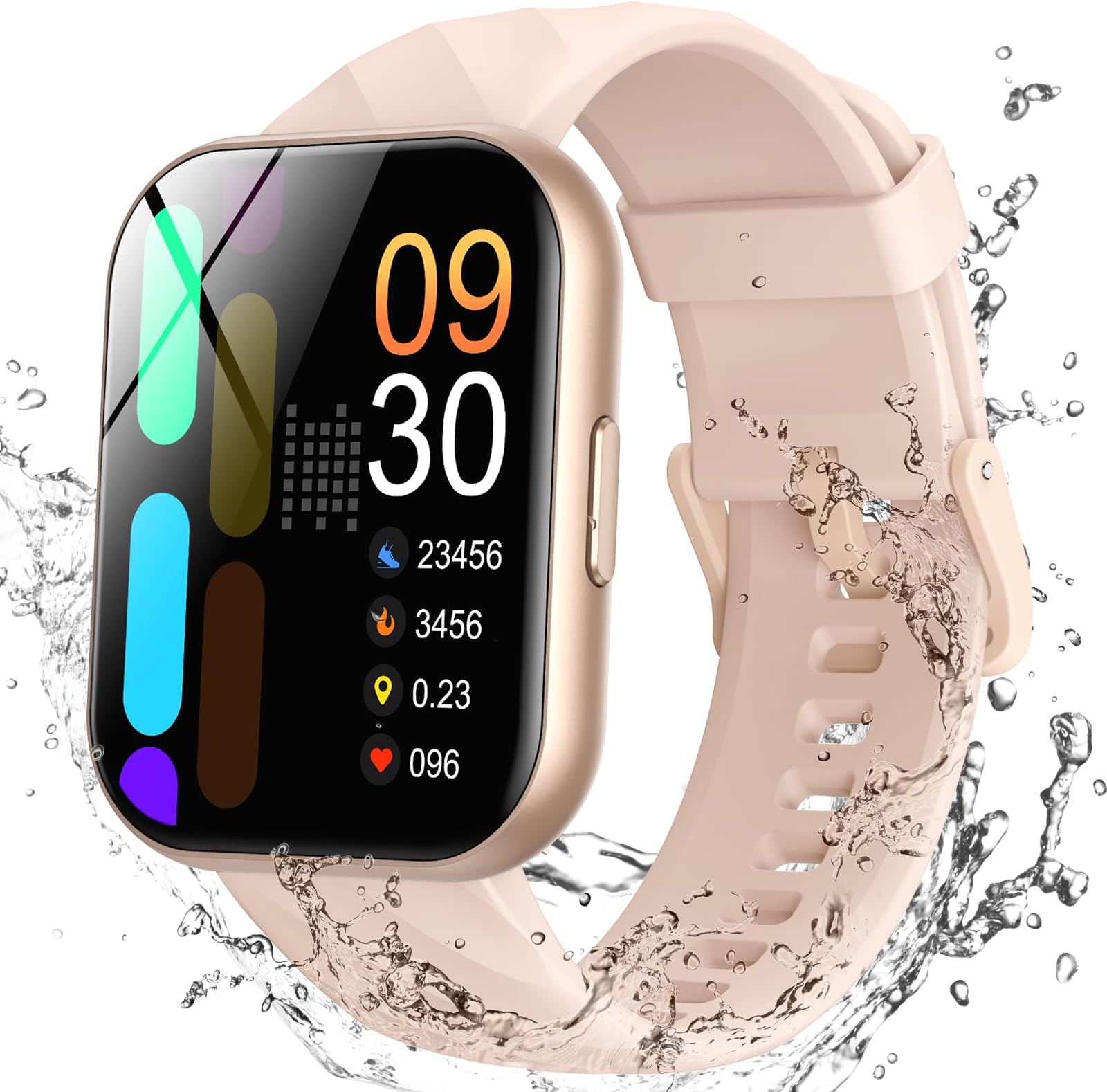 Smart Watch for Women, 5ATM Waterproof for Swimming, Fitness Activity Tracker 100+ Sport Modes, Heart Rate/Sleep/SpO2/Steps Monitor, 1.8" HD Screen Smartwatch for Android & iOS, Rose Gold