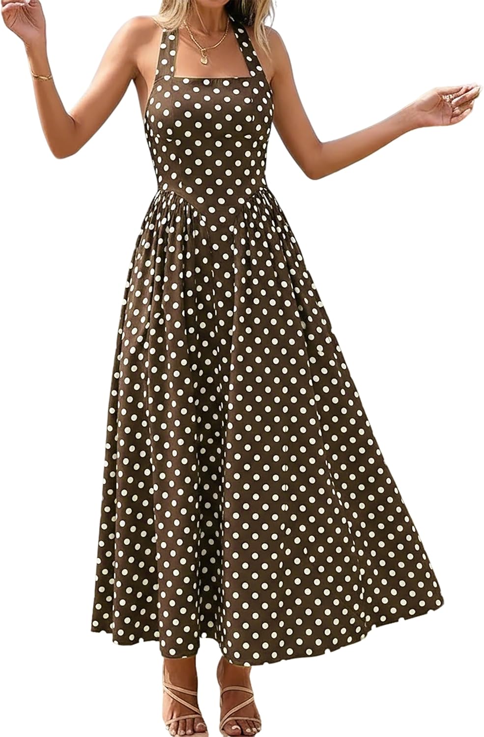 Lingswallow Women Vintage Polka Dot Dress - Retro Tea Party & Cocktail Dress for Wedding Guest, and Casual Wear