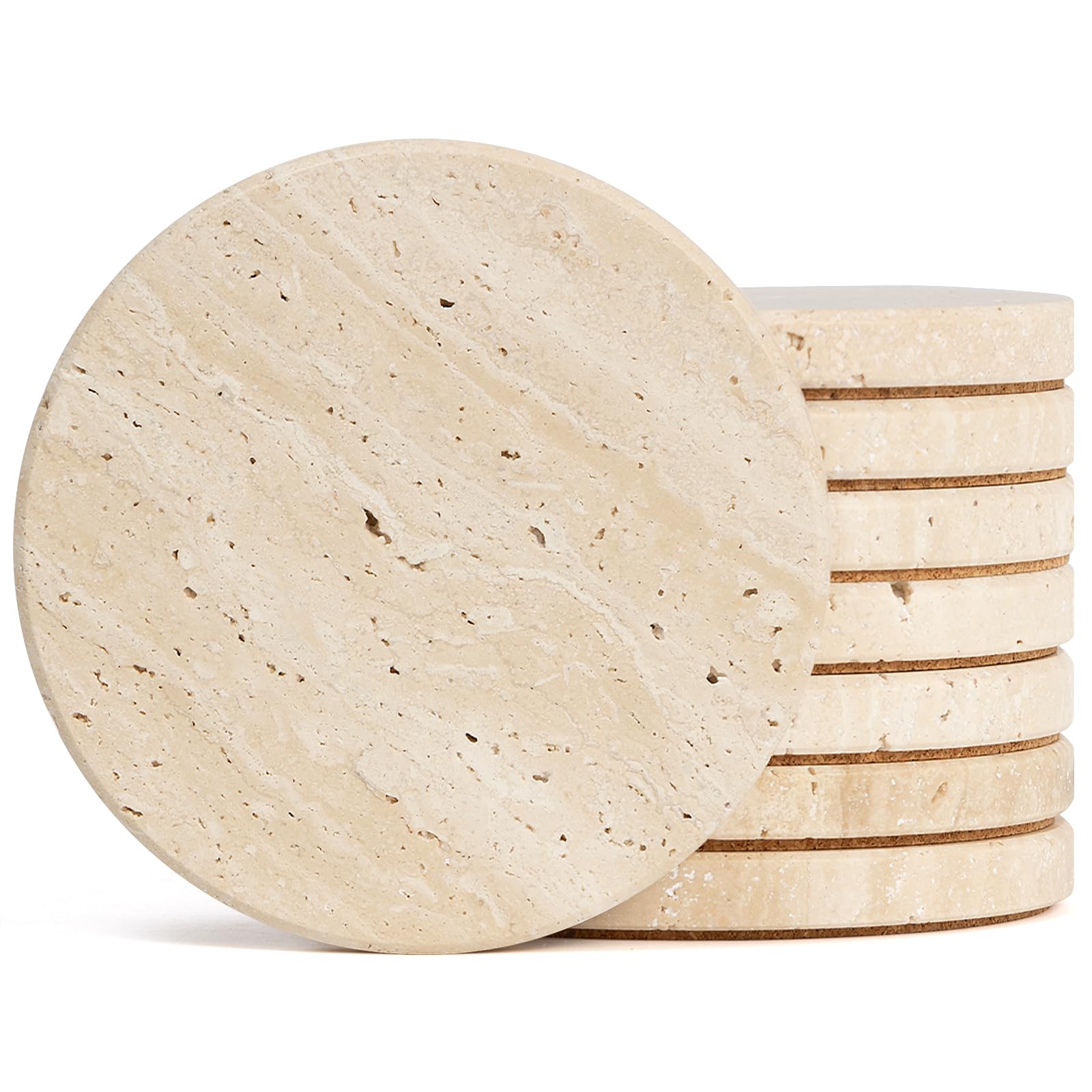 Natural Travertine Coasters - Set of 4 -10 Natural Travertine Coasters - Set of 4 -10