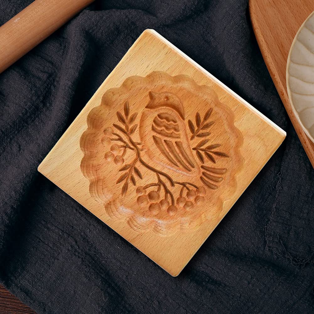 Keksausstecher, Hölzerne Plätzchenformen, Kekse, hölzerner Tiervogel-Ausstecher, drücken Sie 3D-Kuchenprägungs-Backform-Werkzeuge, Lebkuchen-Keks-Stempel-Backen