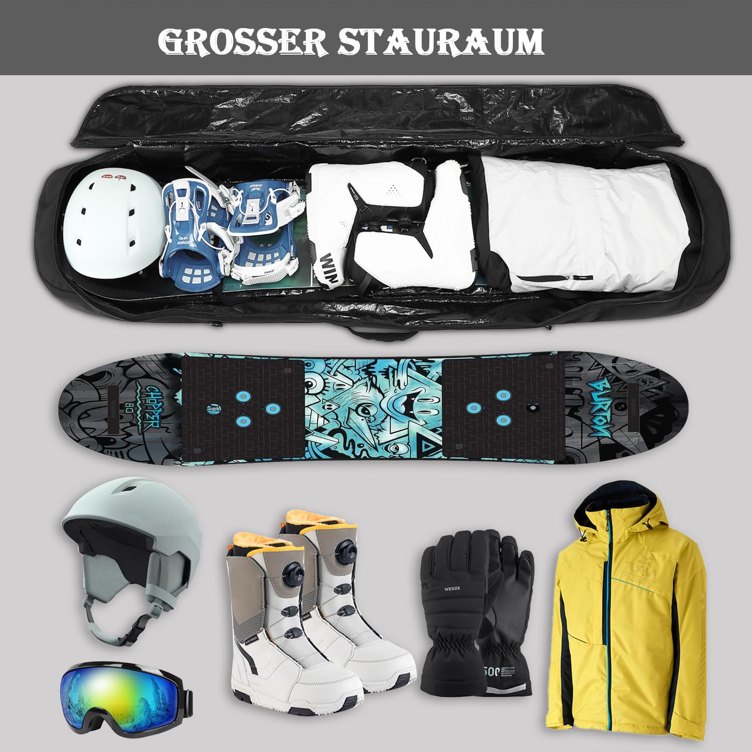Borsa da Viaggio per Snowboard, 165 cm, Nero