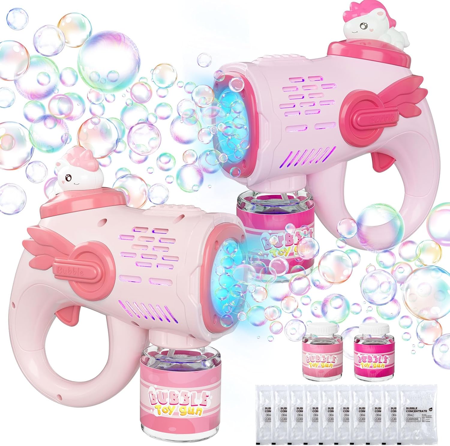 Bubble Machine Bubble Gun 2Pack LightUp Toys for Ages 2