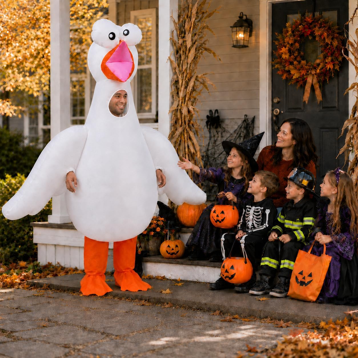 Inflatable Goose Costume for Adults, Funny Blow Up Animal Suit, Halloween Party Cosplay Outfit for Men and Women