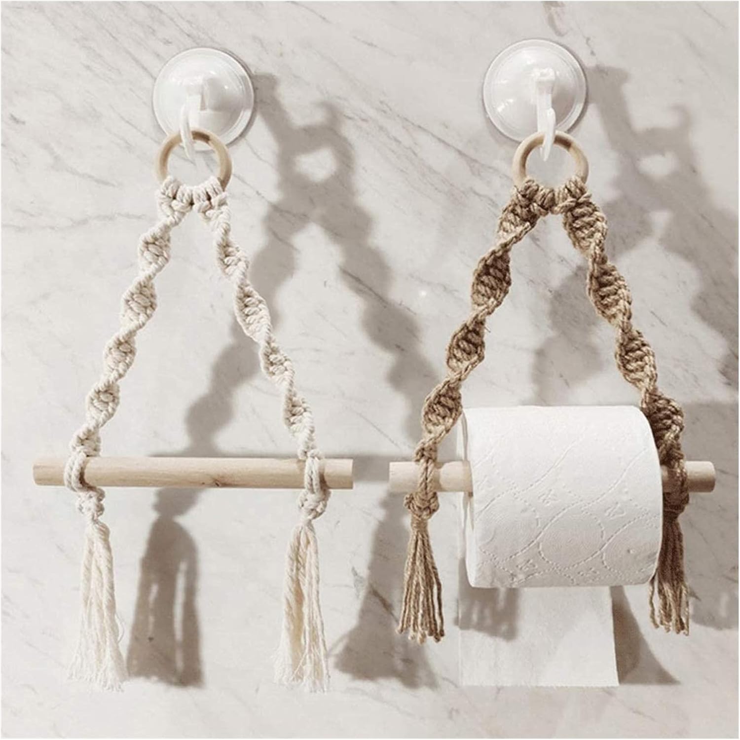 Toilet Paper Holders Toilet Paper Holders Tissue Holder with 1 Pcs Hooks Hand-Woven Roll Paper Holder Multifold Towel Rack Suitable for Bedroom Room Bathroom Toilet Paper Holder (Color : B)