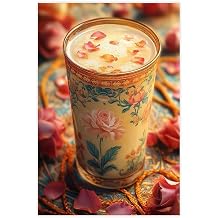 ghNDJdk Indian Sharbat, Floral Glass With Mughal Patterns Canvas Poster Bedroom Sports Landscape Office Room Decor Gift Unframe 16" L X 24" W