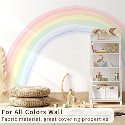 Miniatura 6 de funlife Adhesivos murales de pared grandes de arcoíris para despegar y pegar, precortadas en acuarela pastel, calcomanías de pared para dormitorio
