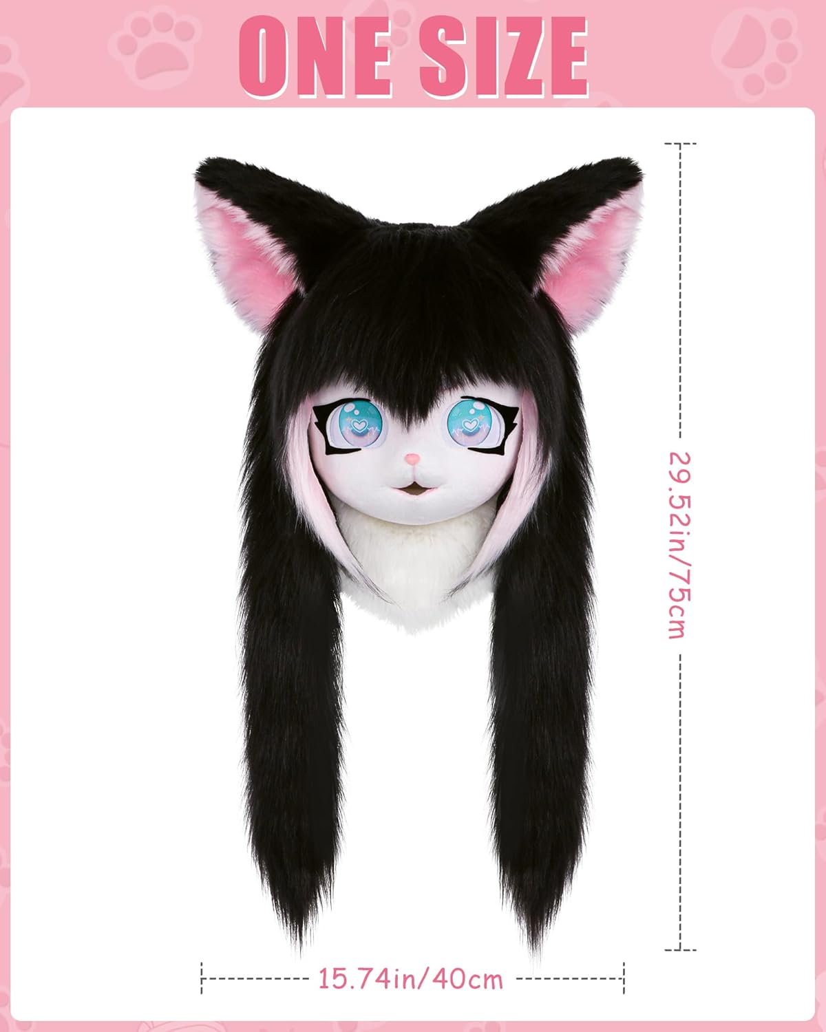 Cosplay Fursuit Headgear Animal Head Cat Mask Halloween Masquerade Adults Costume Accessories Set - Image 6