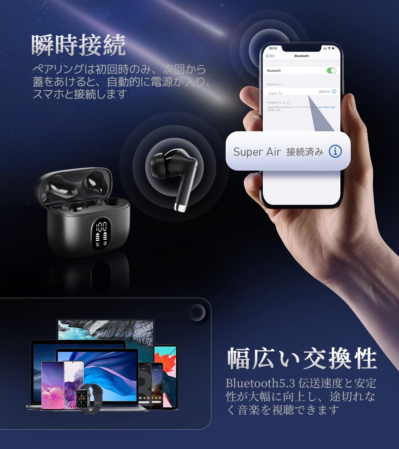 Amazon.co.jp: イヤホン bluetooth ワイヤレスイヤホン【2025年新型