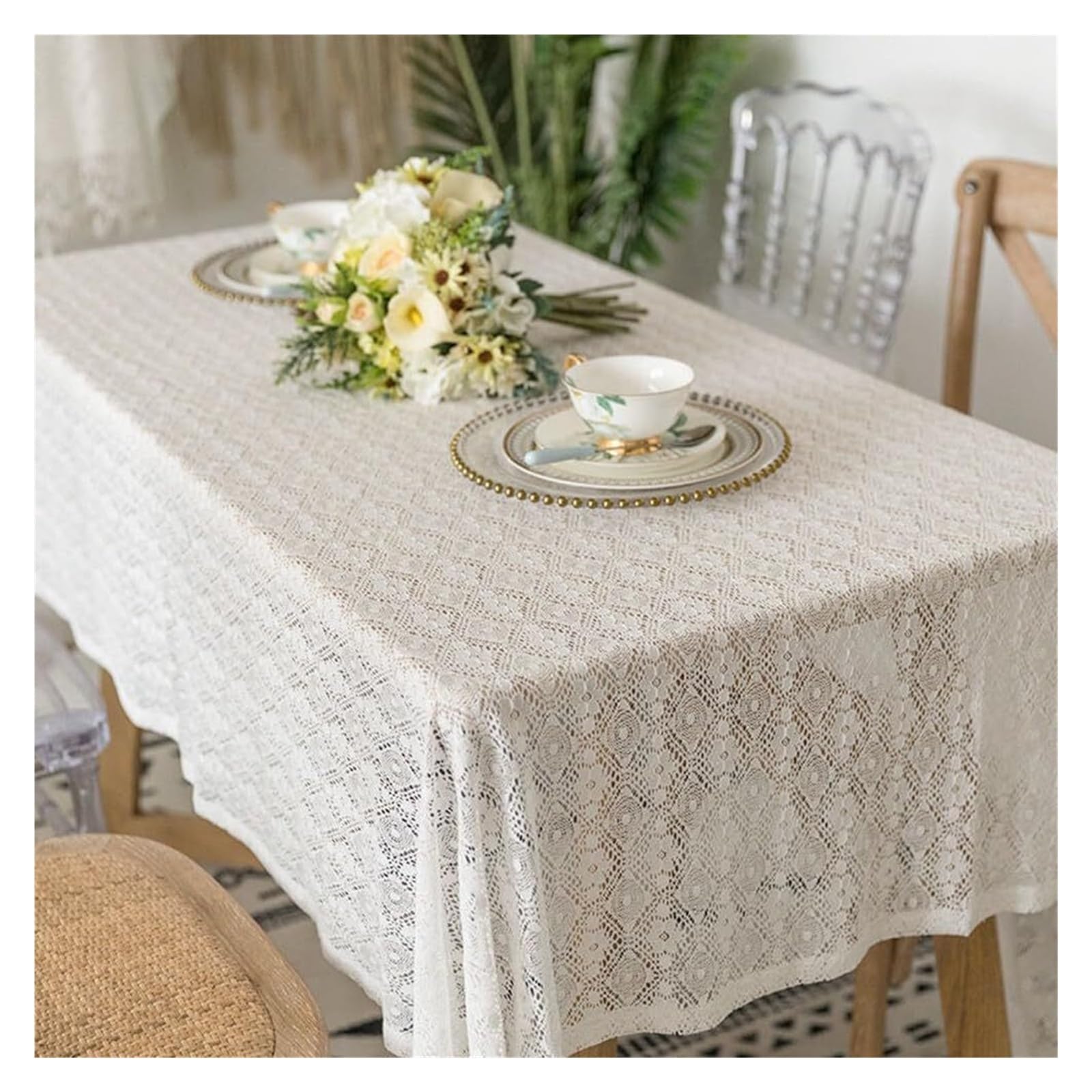 Nappe superposée en Dentelle pour Repas de Famille et Goûter de Jardin