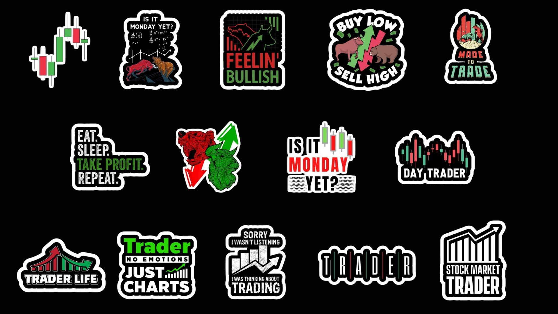 Stock Market Amazing Stickers - Pack of 14 (Vinyl Stickers,Multipurpose use for Laptop/Mobile/Bike/Luggage/Bottle/Guitar/Journal), 2.5 x 2.5 inches, Multicolor (B0DG9KYHND) Amazon Price History, Amazon Price Tracker