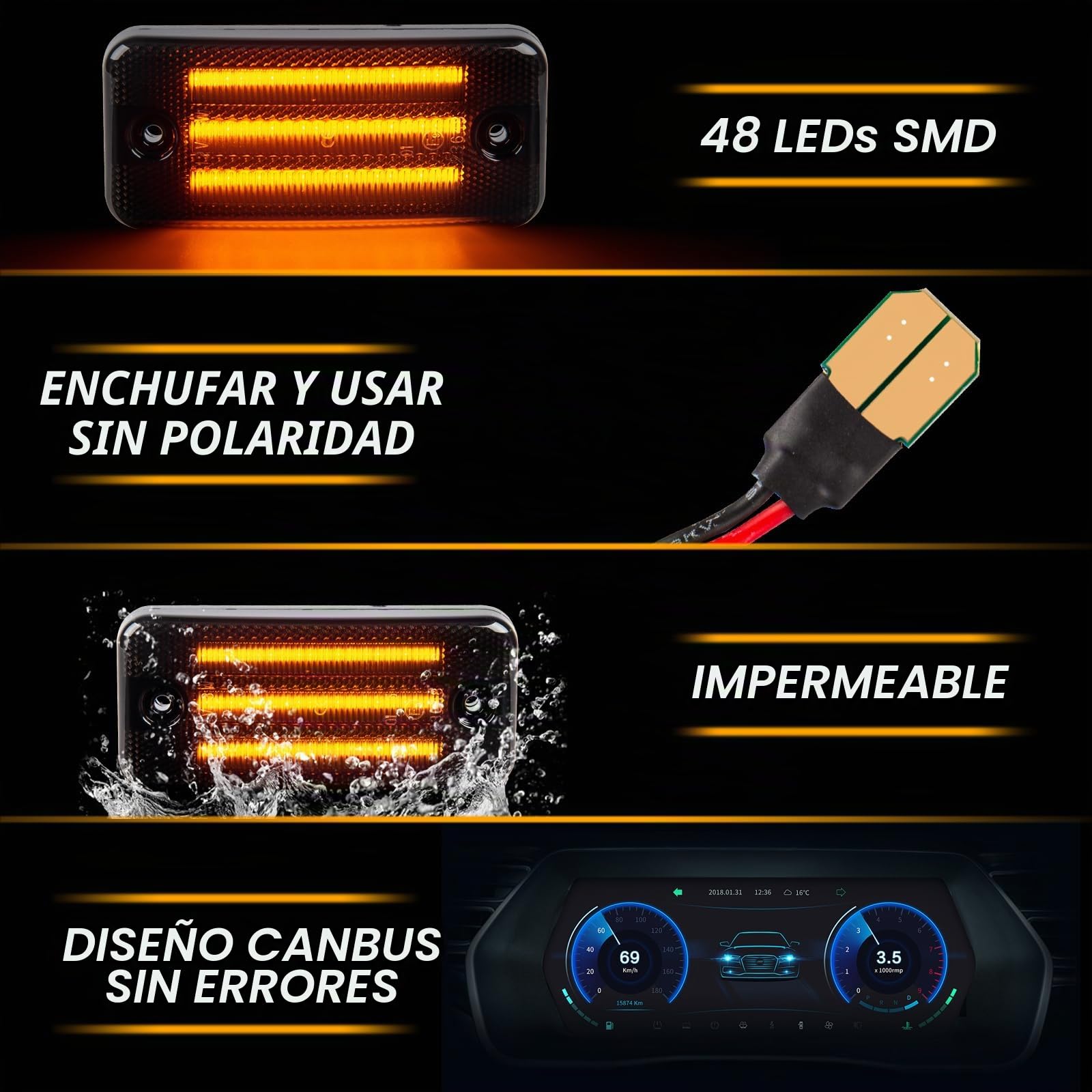 6 Piezas intermitente laterales LED para Fiat Ducato Citroen Relay Peugeot Boxer Trucks Magnum Midliner Midlum Premium 2 VOLVO FE FL II, Luce Intermitente Lateral