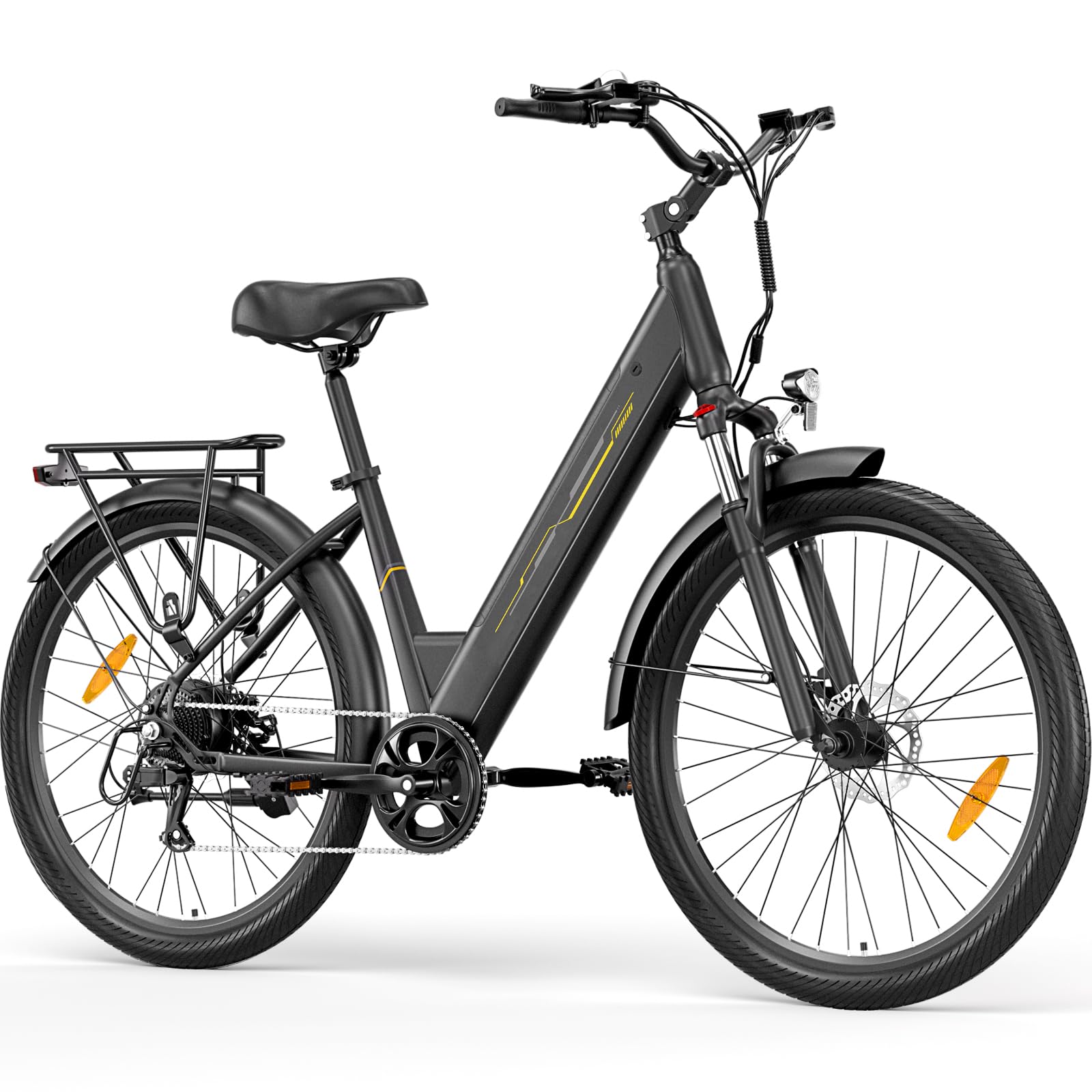 Junglor Bici Elettrica 27,5" donna Motore da 250 W, 36 V 15.6 Ah Batteria Rimovibile, Autonomia fino a 100 km, bicicletta elettrica City bike, Cambio a 7 Velocità, Freni a Disco