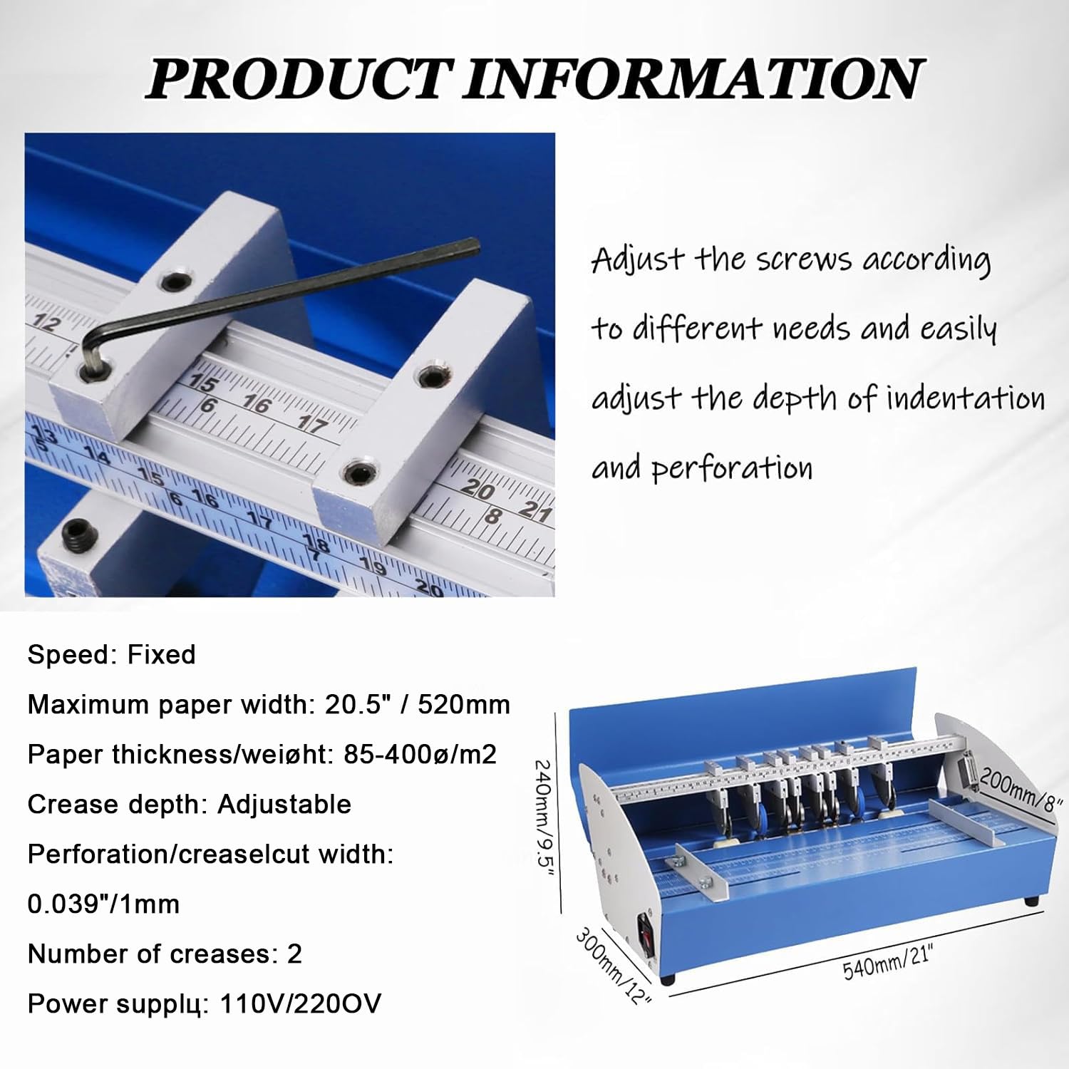 Macchina per piegatura elettrica 3 in 1, tagliacarte, 460 mm, resistente, per copertine di libri da ufficio e inviti ad eventi