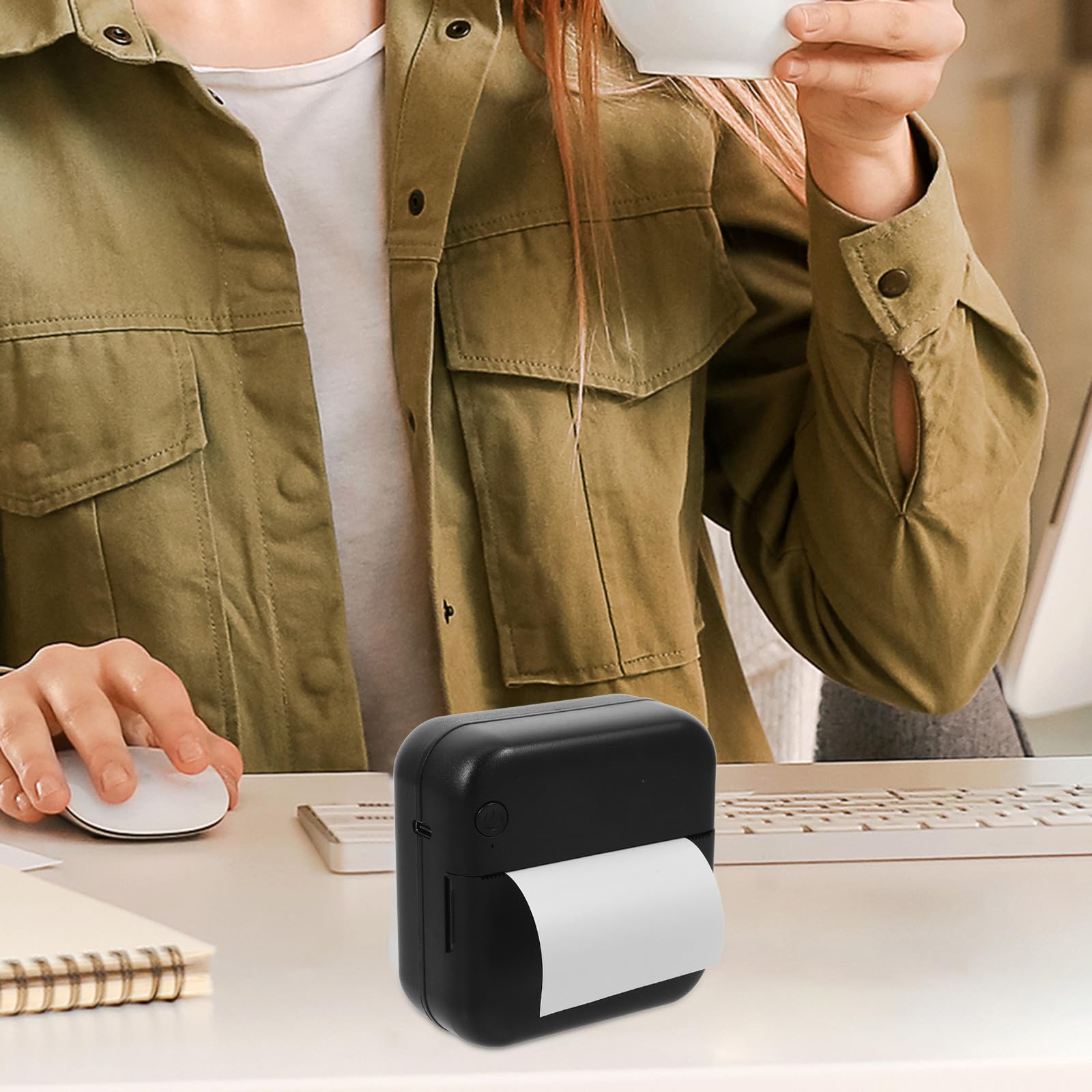 Impresora portátil Mini para móviles en plástico Negro, sin Tinta, para Crear Pegatinas pequeñas y memos, con conexión fácil para Estudiantes