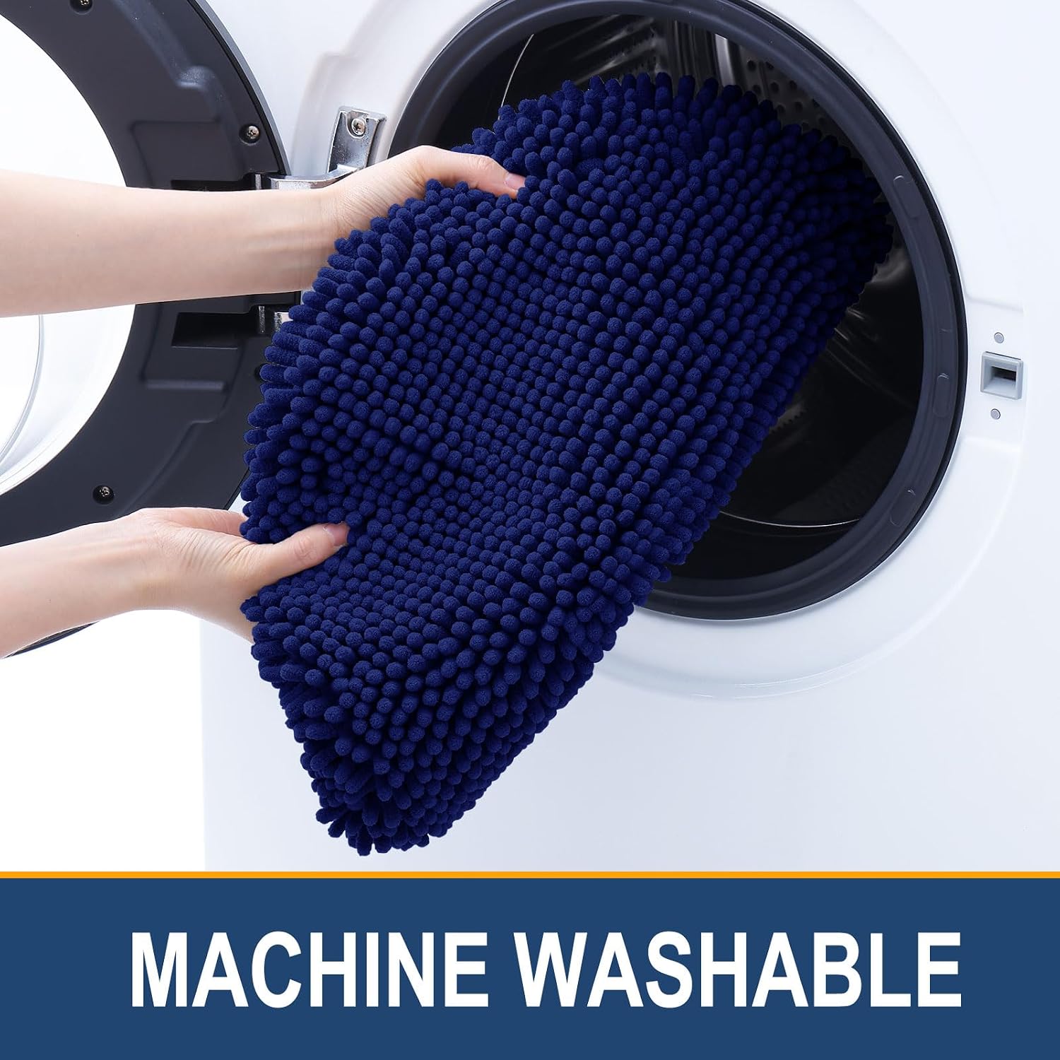 Arotive Soft Chenille Bathroom Toilet Lid Cover, 17.5x15, Navy