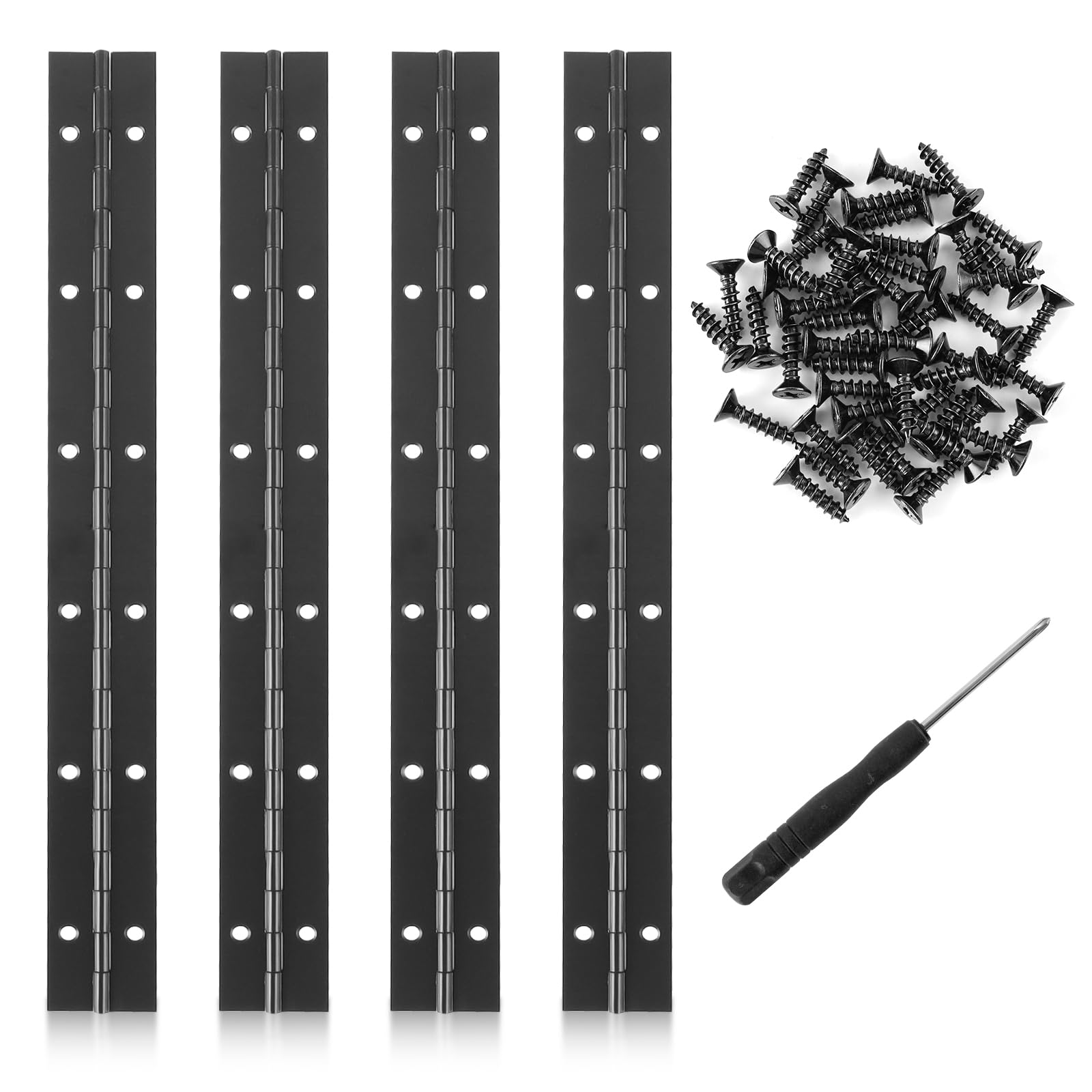 4 stuks piano scharnieren, roestvrij staal doorlopende piano scharnieren, 300mm/11,8 inch heavy duty doorlopend met gaten, lang voor kastdeuren, grote ramen, boten met schroeven