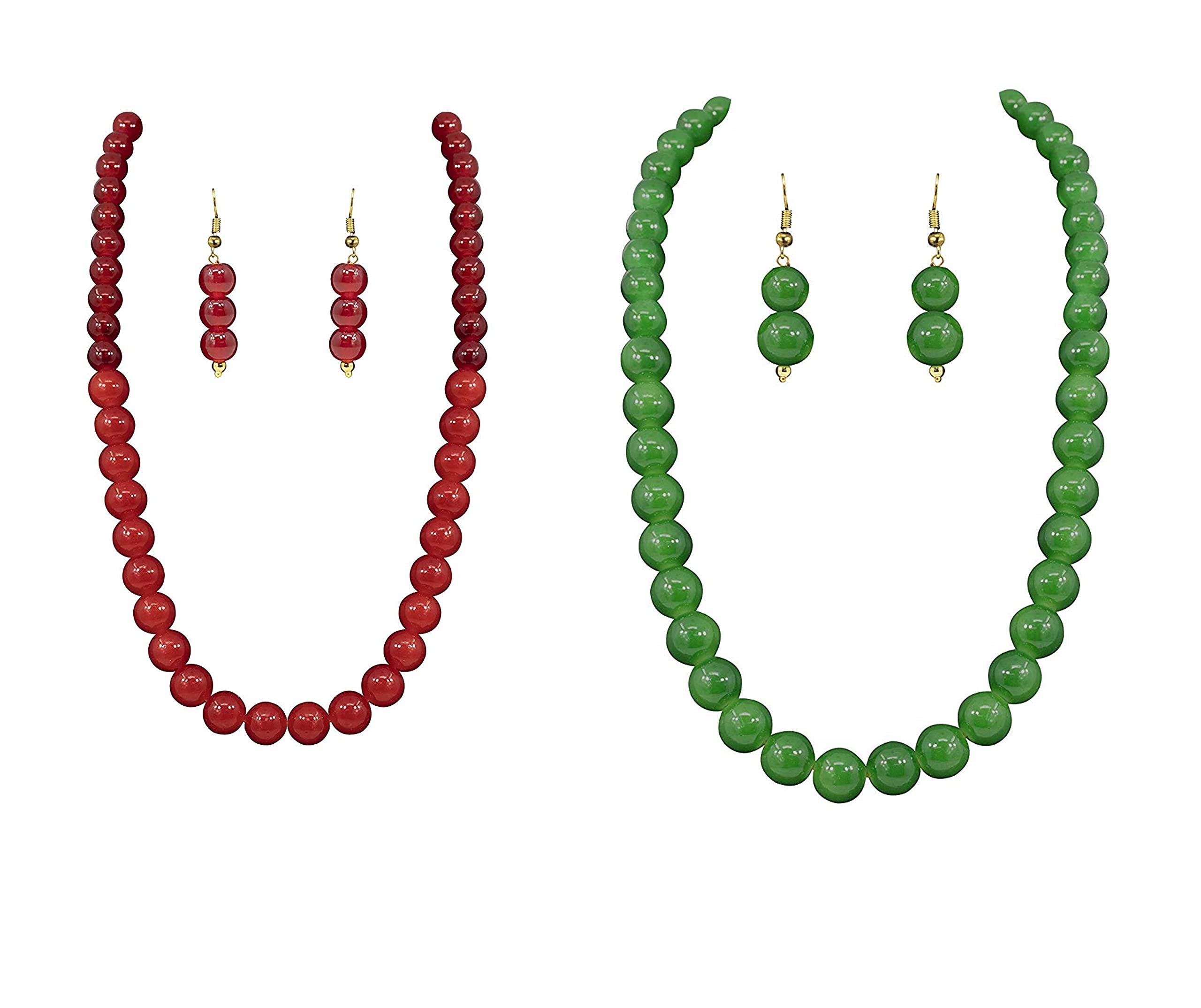 PANAASHE-RAJASTHANI Green Crystal 10Mm Beads And Dark Maroon 8Mm Crystal Beads Necklace Set For Women (Combo Set) (B09HKLP8V6) Amazon Price History, Amazon Price Tracker