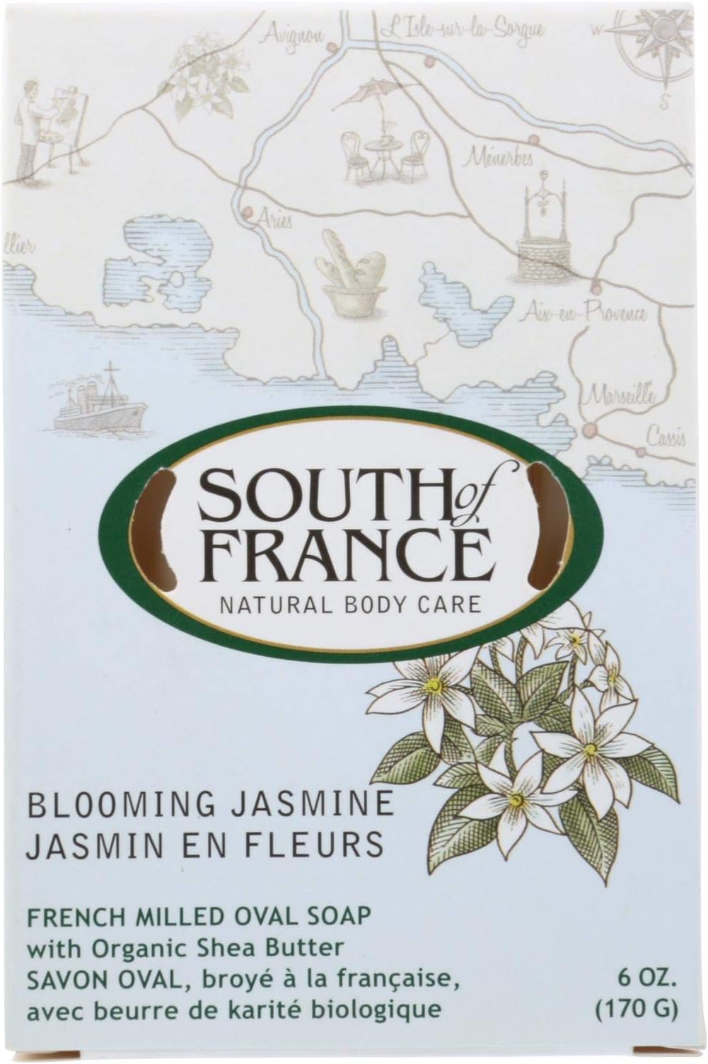 French Milled Oval Soap Blooming Jasmine South of France 6 oz Bar Soap