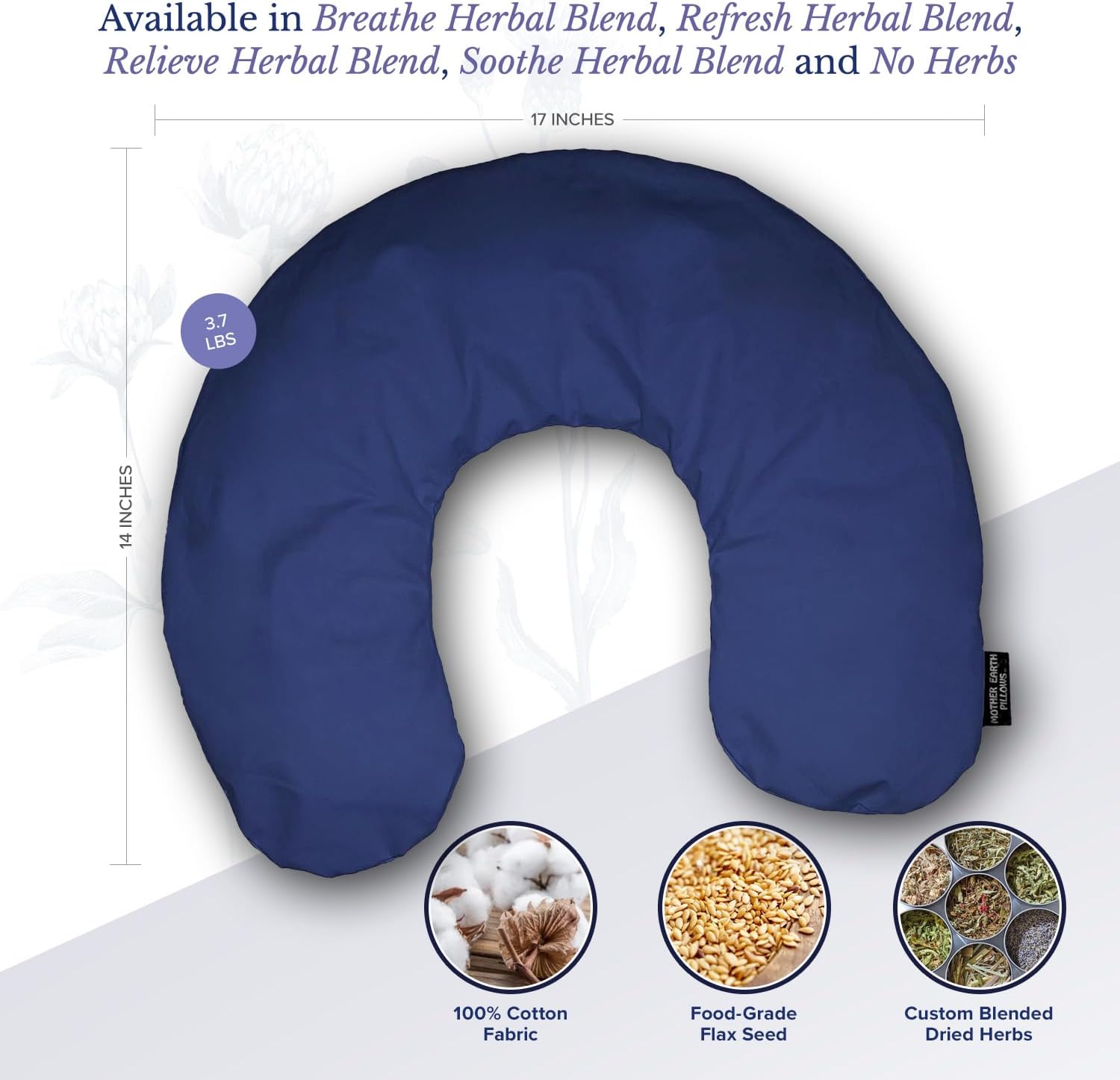 Mother Earth Pillows Large Triggerpoint Pillow for Neck and Shoulders (Royal Blue - Relieve Herbal Blend)