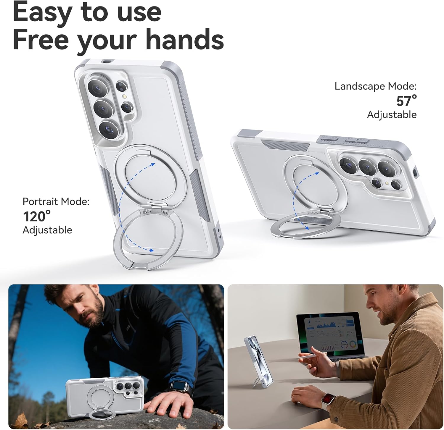 for Samsung Galaxy S26 Ultra case with Stand, 7X Military-Grade Drop Protection, Shock-Absorbing Phone Rugged Cover, Compatible with MagSafe Accessories,360 Magnetic Stand, White