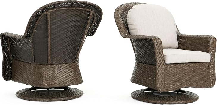 Vinsetto Swivel Club Chair Set of 2, 29.5" L x 33" W x 35.75" H, Brown