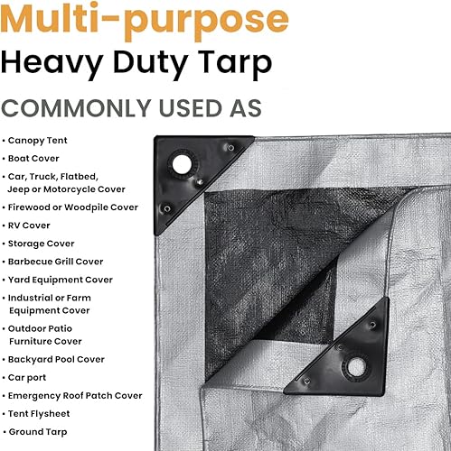 Vista 24 de Whiteduck - Lona de poliéster de alta resistencia color marrón de 16 mil, impermeable, resistente a los rayos UV, a prueba de desgarros y roturas