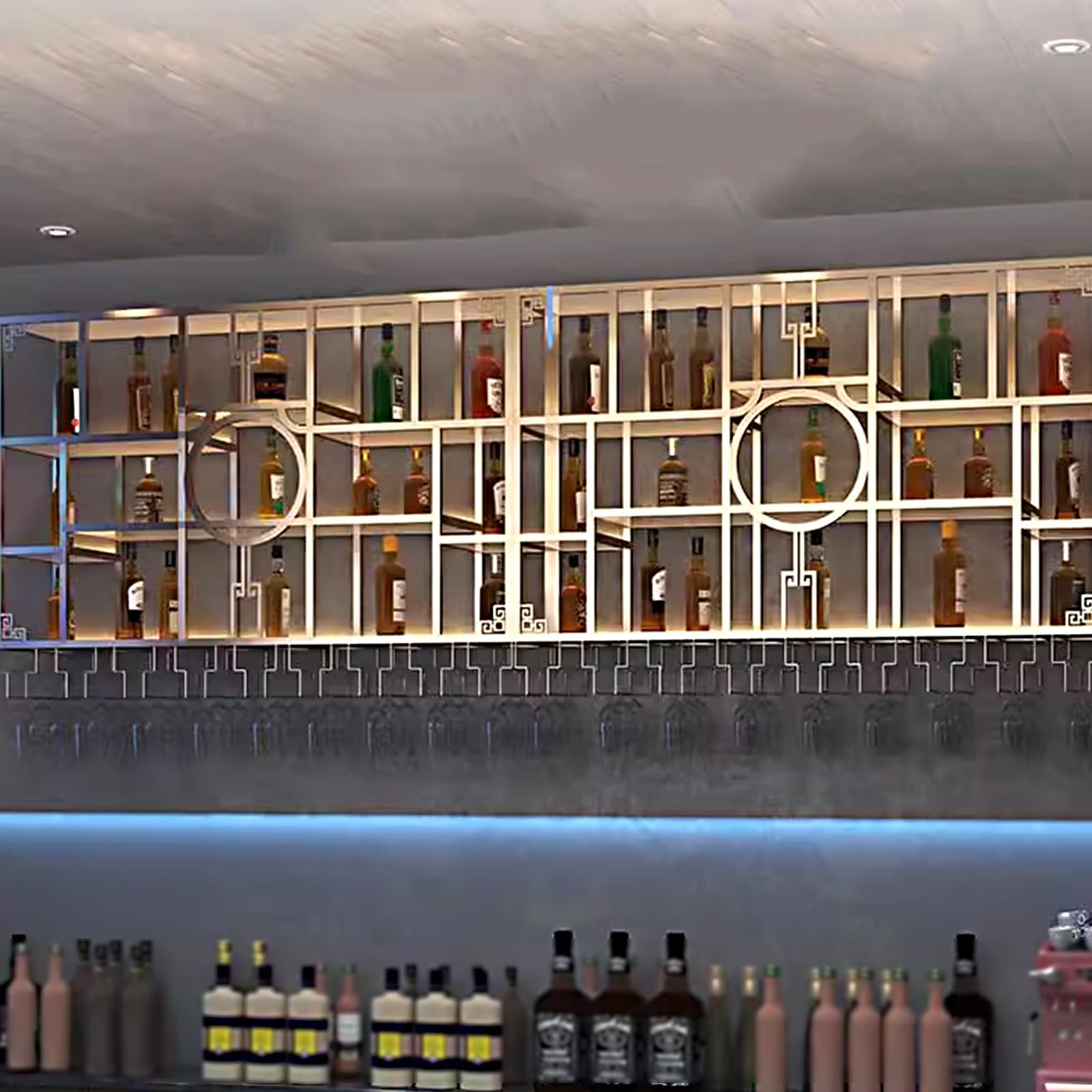 Botellero Vino Pared Botellero de Hierro, Botellero de Pared de Estilo Chino, Multifuncional Wall Mounted Wine Rack Adecuado para el Hogar Bar(Black)