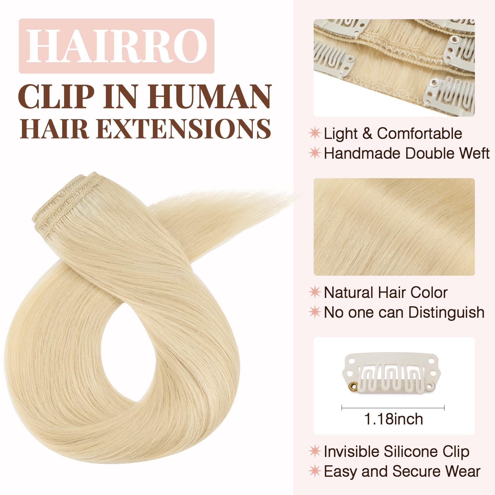 Amazon.com : Hairro Human Hair Clip in Extensions 24 Inch 