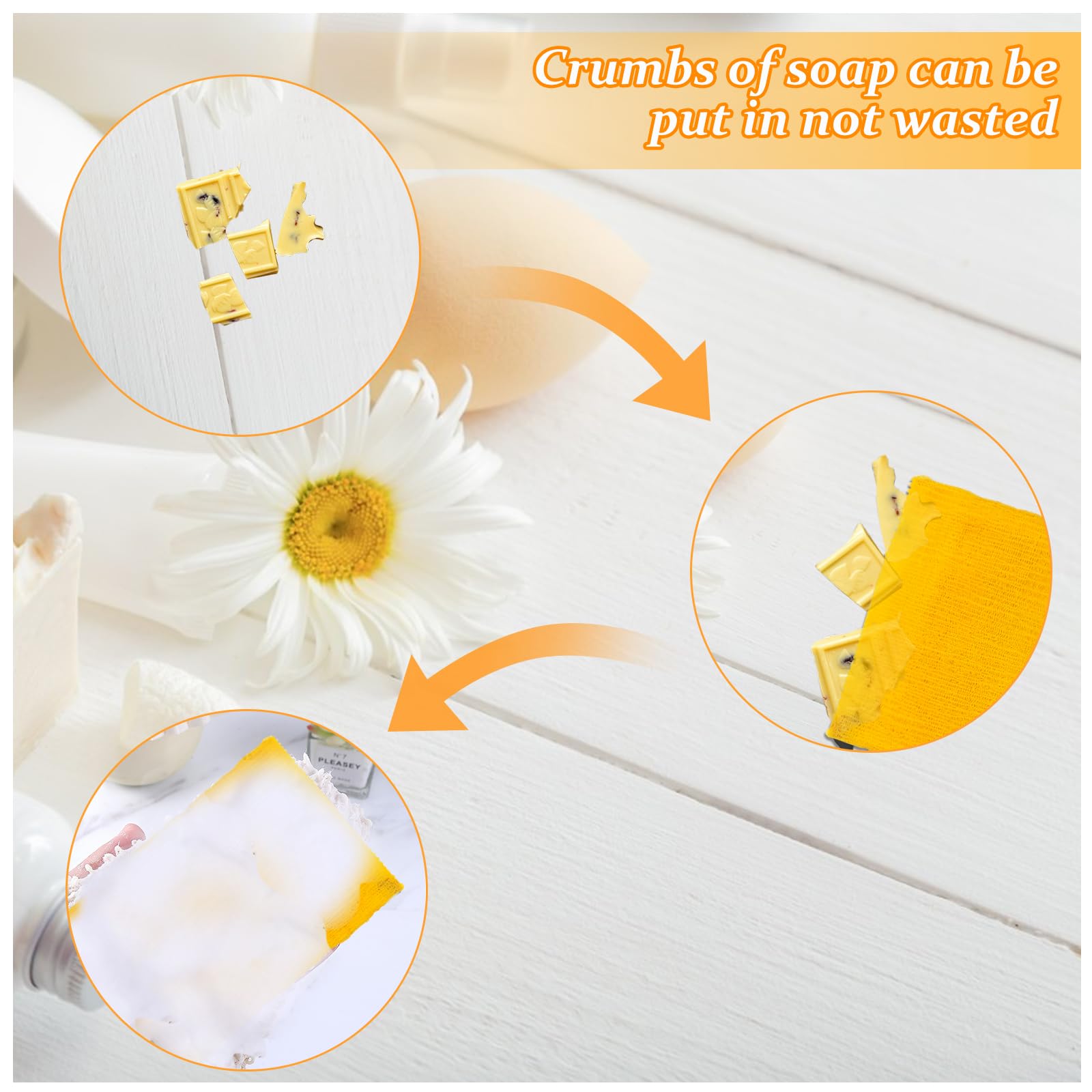 Feelorna Soap Saver Bag, Soap Bag Soft for Shower, Exfoliating Mesh Soaps Saver Pouch Bags for Facial Body Cleansing Foaming (4.7''x7.8'', Grey, Black, Pink, Yellow, Orange, Blue)