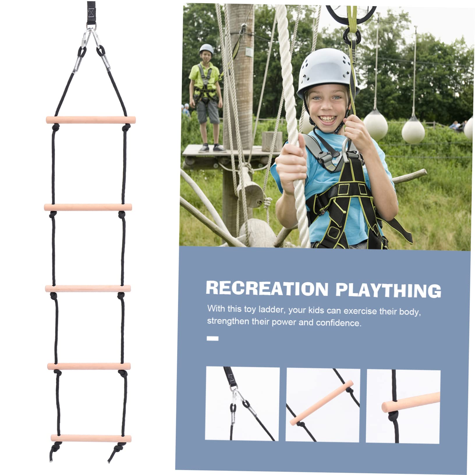 Abaodam Wooden Climbing Ladder for Outdoor Plaything Safe Recreation Supplies for Jungle Gym Tree Swing Adventures Encourages Active Play and Parent Bonding