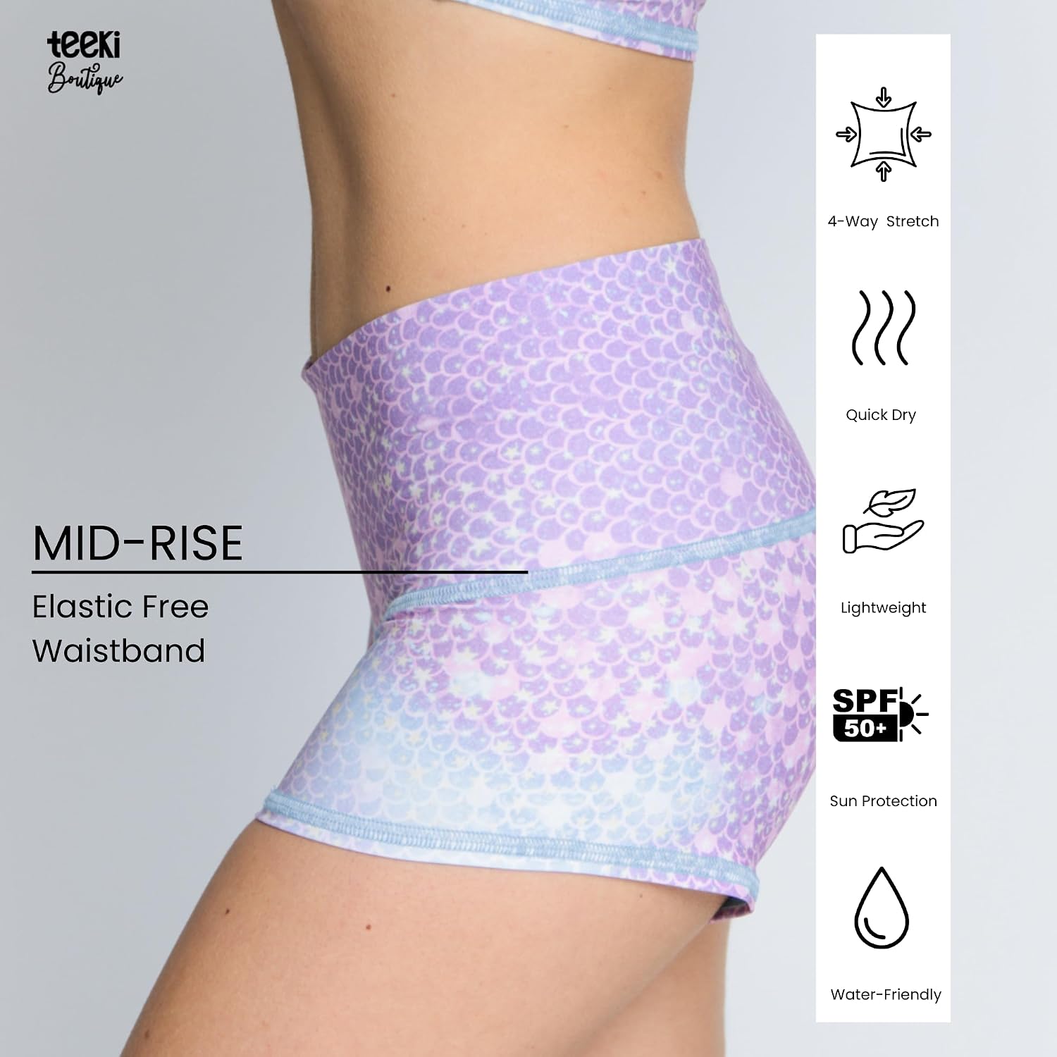 teeki Sun Shorts for Women, USA Made from Sustainable Eco Luxury Fabric, Lightweight Booty Shorts