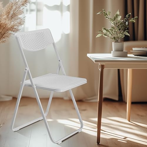 Miniatura 7 de Paquete de 4 sillas plegables de plástico, silla comercial apilable ligera para exteriores, asientos portátiles de plegado rápido para eventos de