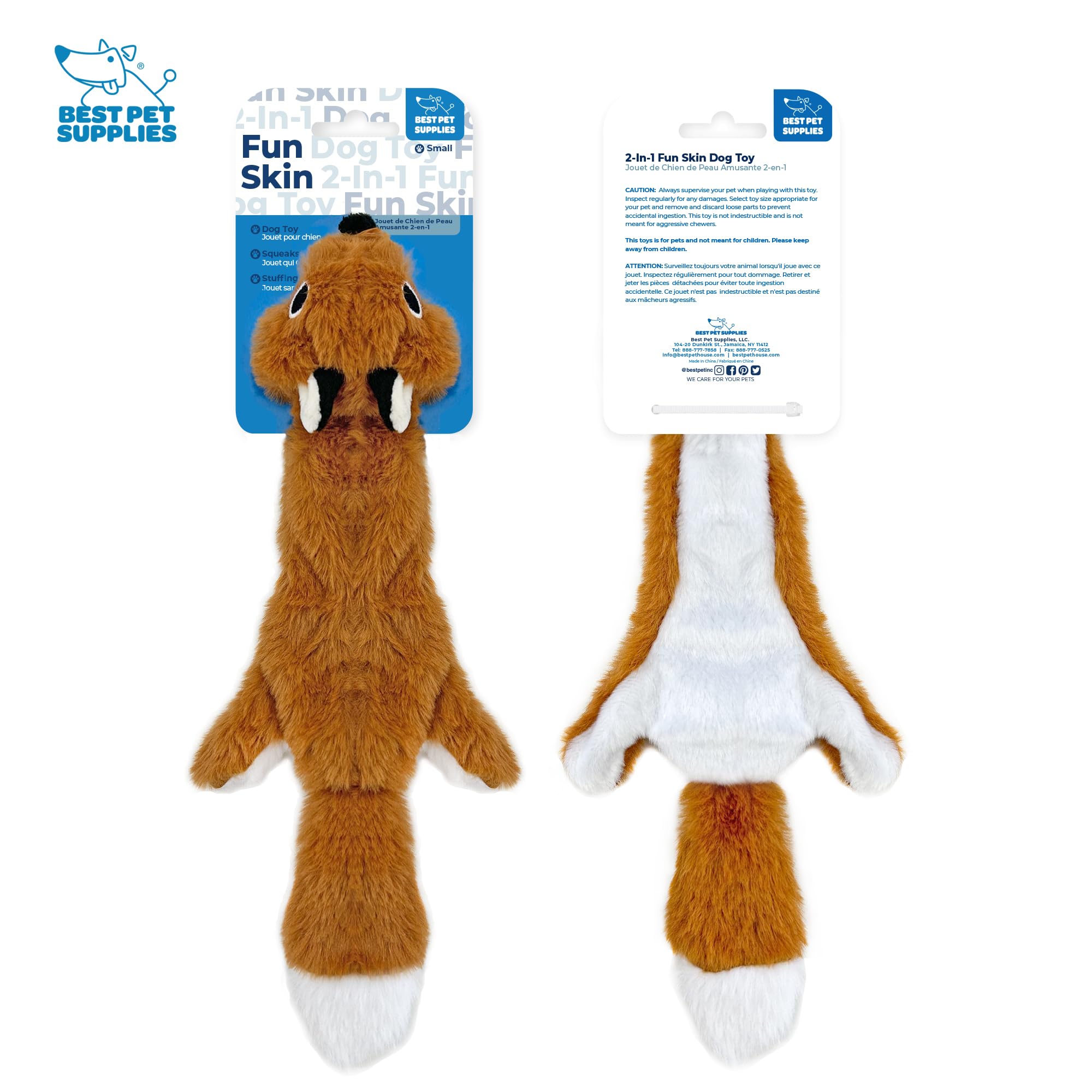 2-in-1 Stuffless Squeaky Dog Toys with Soft, Durable Fabric for Small Medium, and Large Pets by Best Pet Supplies - Image 2