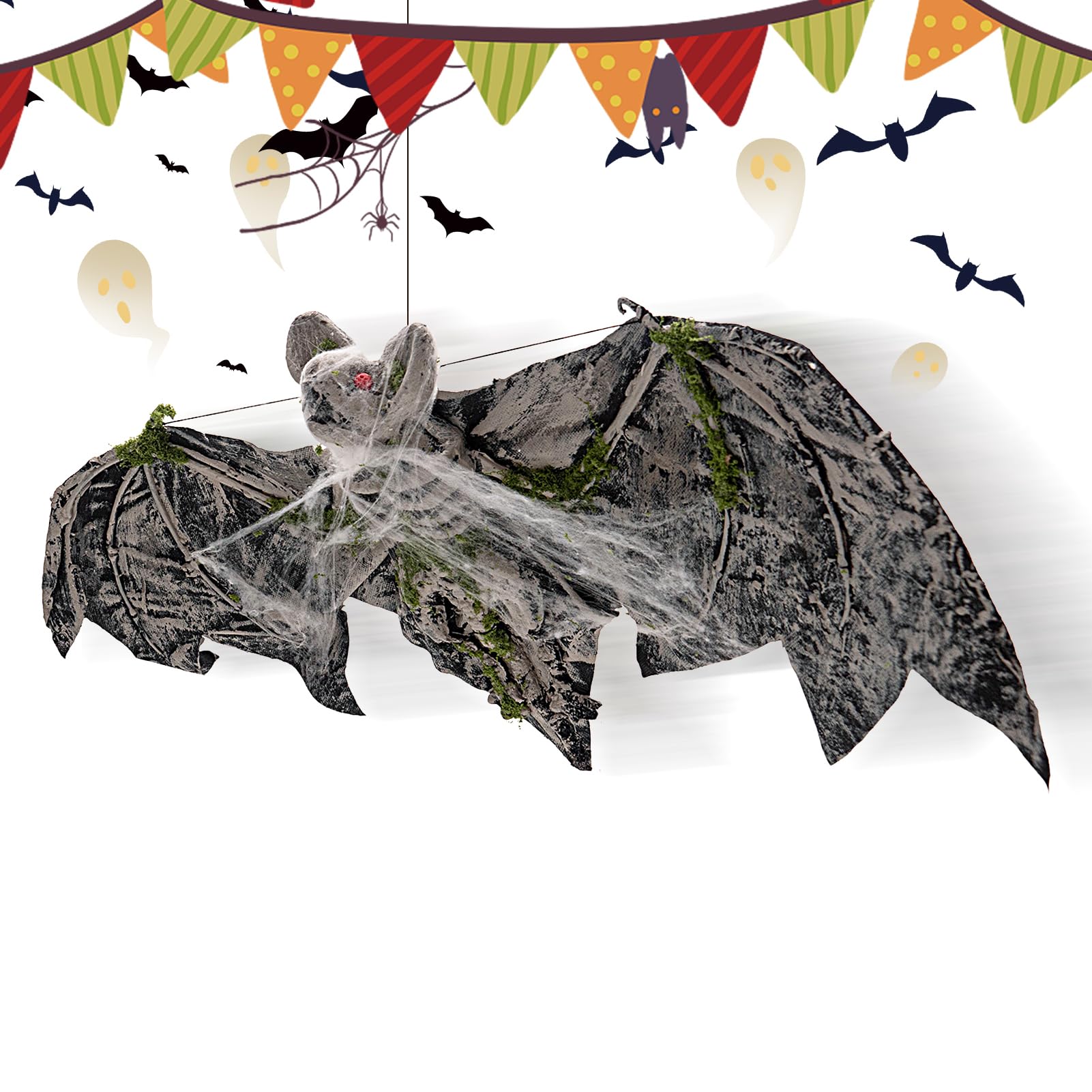 Chauves-Souris Halloween décorations extérieures géantes et ornements de jardin en coton