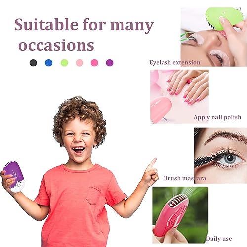 Miniatura 6 de Secador de pestañas para extensiones de pestañas, mini ventilador de mano recargable con esponja integrada, perfecto para aplicaciones de extensión