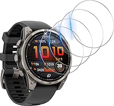 Screen Protector Compatible with Garmin Fenix 8 Pro AMOLED 47 mm for Tempered Glass, [Pack of 4] Bubble-Free HD Anti-Scratch Screen Protector Waterproof Hardness 9H Screen Protector Film