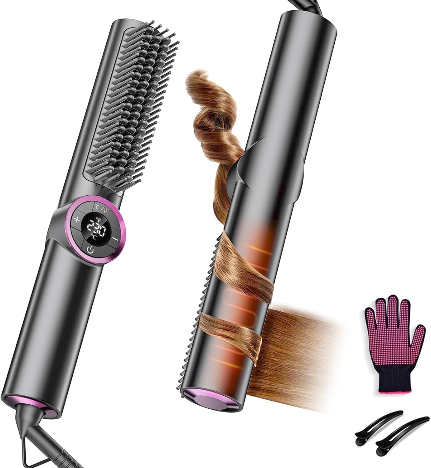 Hair Straightener Brush for Women: 3-in-1 Curling & Straightening Brush