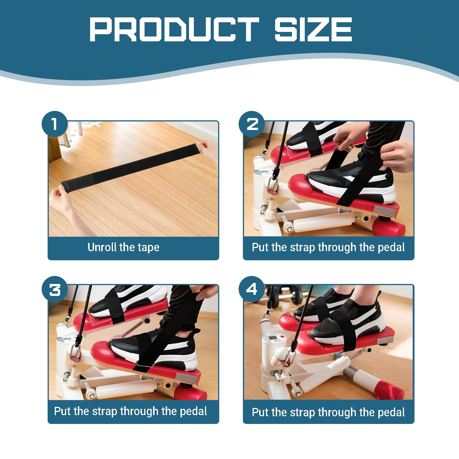 2 Pezzi Cinghie per Pedali per Macchine Ellittiche,Pedali Cyclette Fettuccia Magic Stickercable Ties,Fissaggio Adesivo Magico per Il Fitness,L'esercizio Domestico,Gli Accessori per Le Attrezzature