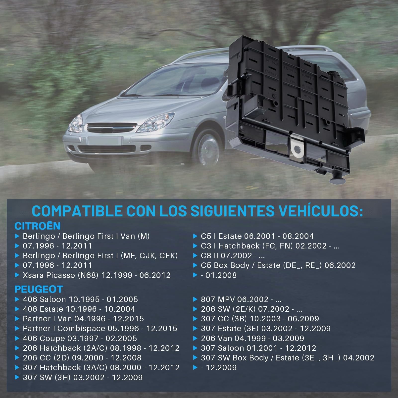 Caja de fusibles Dixhills de repuesto para Berlingo C3 C5 C8 Xsara 206 206+ 307 406 807 Partner I II número de pieza 6500Y1 6500.Y1 9650663880 9646405280 9650664080 9650663980 9657608580