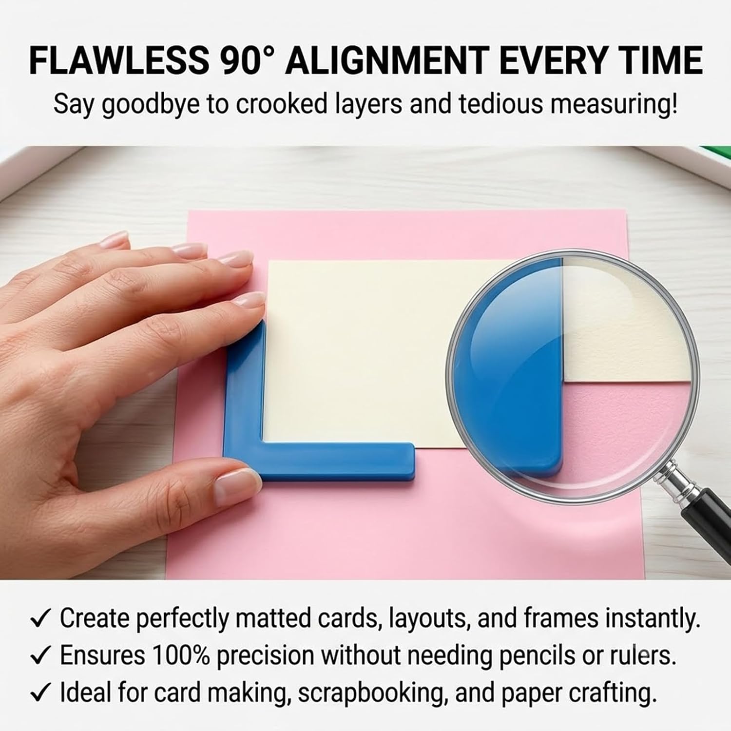 7 Pcs L-Shaped Paper Crafting Alignment Guides with Storage Case, Color-Coded Nesting Rulers with Size Tabs, 1/16 to 1/2 Inch 90 Degree Layering Tools for Card Making, Scrapbooking, DIY (1)