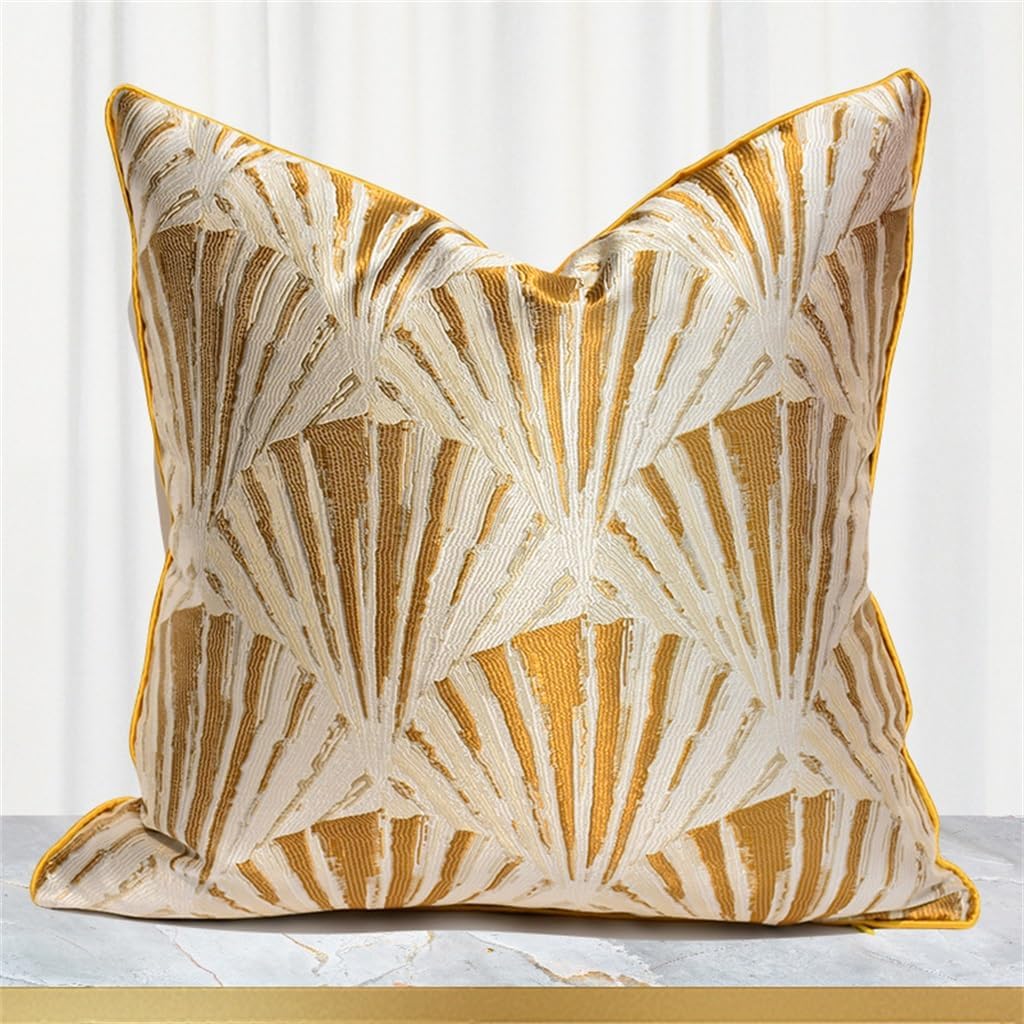HBJWOV Living Room Sofa Pillow Cover Fan Model Golden Stripe Headboard Bedroom Cushion