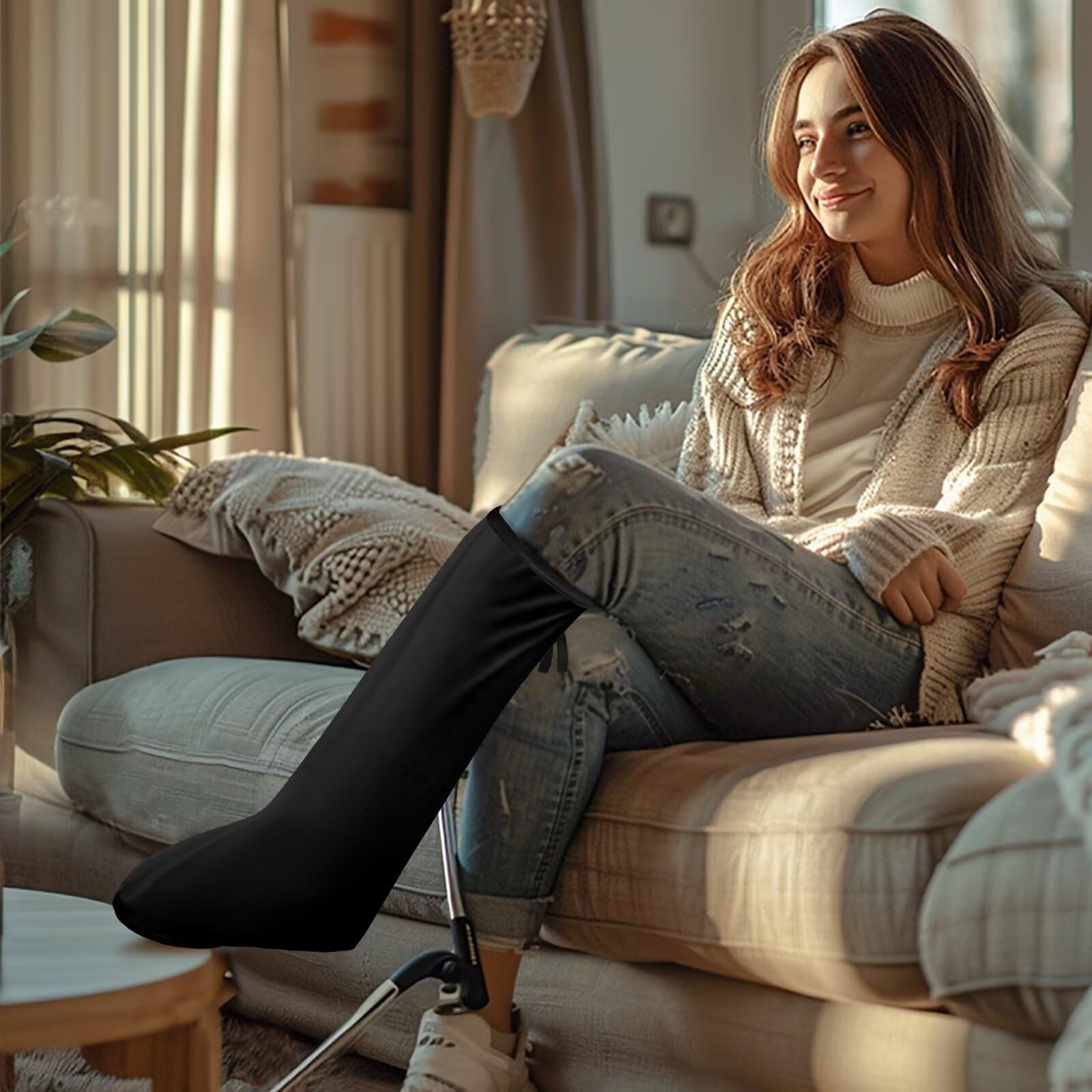 Uorisanigo Leg Cast Cover Outdoor Leg Protection Cover Black Cast Covers Cast Sock Over Cast Anti Scratch Below The Knee Leg Cast Sleeve Decor Cover Anti Scratch Leg Cast Sock Cover Large