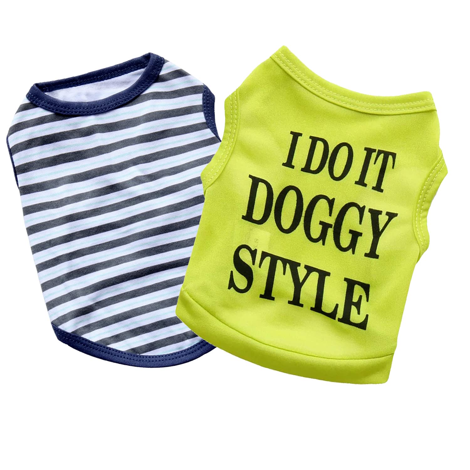 KUTKUT Combo of 2 Stripe & Solid Print Pet Vest Breathable Autumn,Spring & Summer Cotton Puppy Sleeveless Shirt for Small Dog & Cats(Size: L, Chest Girth 45cm, Neck Girth 32 cm, Back Length 34 cm) (B096KVX1F2) Amazon Price History, Amazon Price Tracker