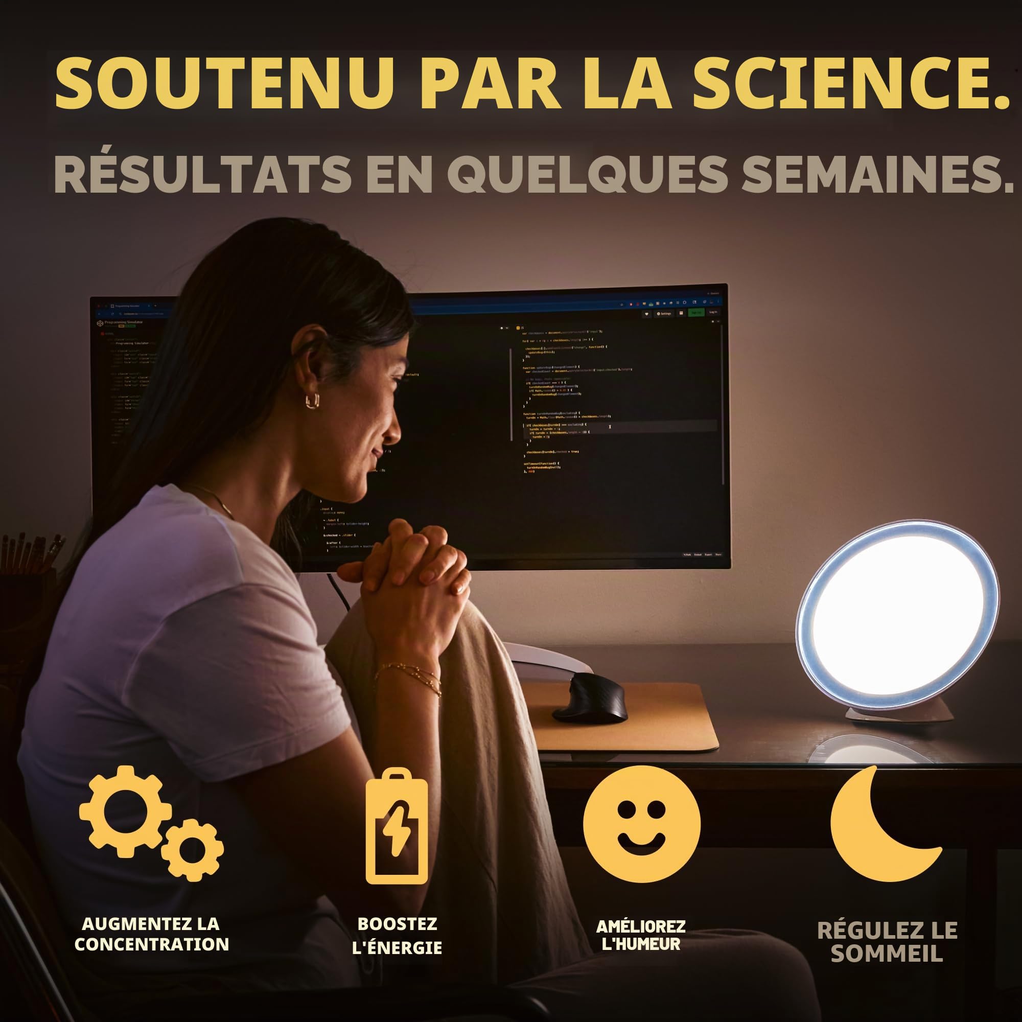 SAD Light Therapy Lampe Lampe de luminothérapie 10000 Lux,Simulation de la Lumière du jour,pour le traitement efficace des troubles affectifs saisonniers, convient à la maison/bureau (green)