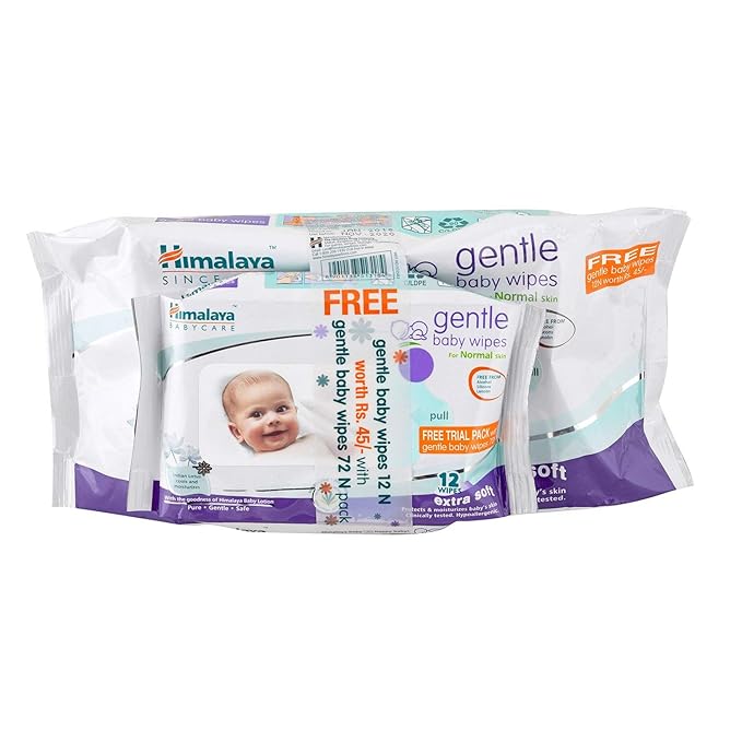 Himalaya Herbals Babycare Gentle Baby Wipes (72 Sheets) with Free Gentle Baby Wipes (12 Sheets)