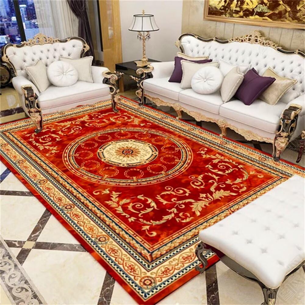 Tapis bureau sol rouge anti rayures grand tapis de porte salon 120X170CM