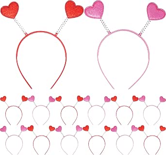 Red Headband with Hot Pink Hearts